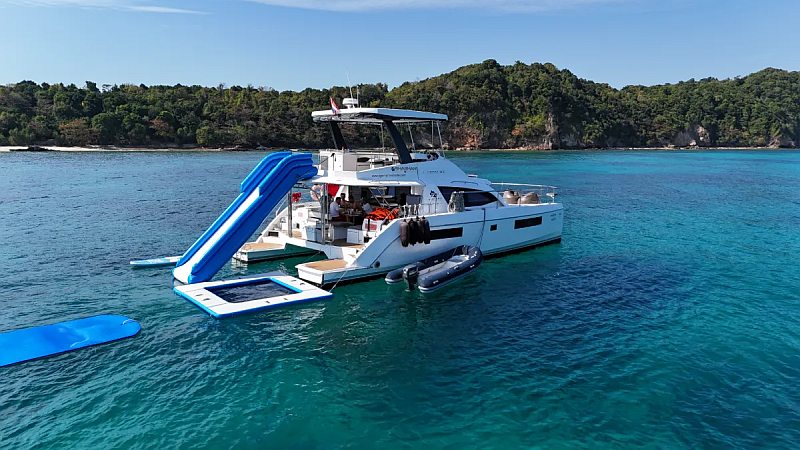 Leopard 43 FT catamaran with flybridge and water slide in Thailand