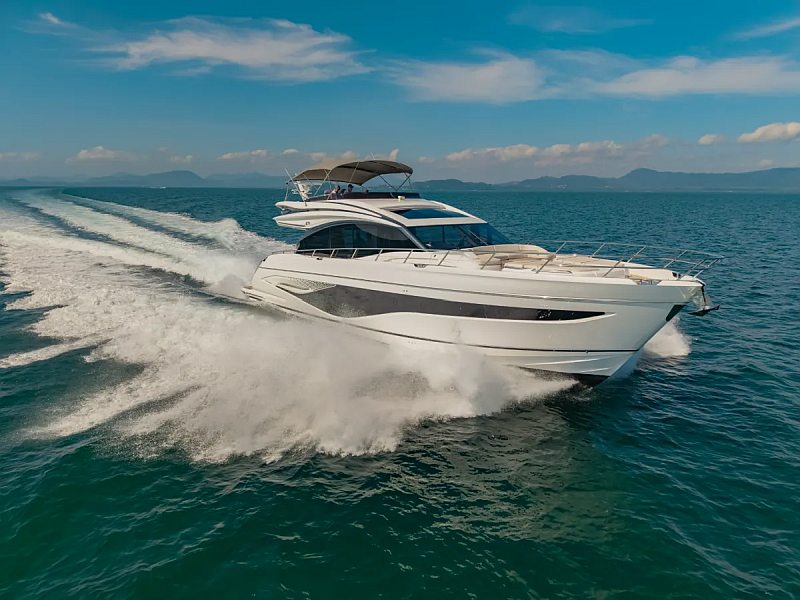 Princess S72 luxury sports yacht with water toys in the Andaman Sea