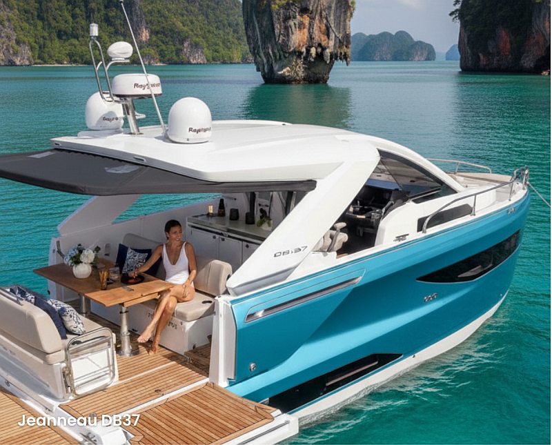 Jeanneau DB37 Day Dreamer sport yacht with electric side terraces in Phuket, Thailand