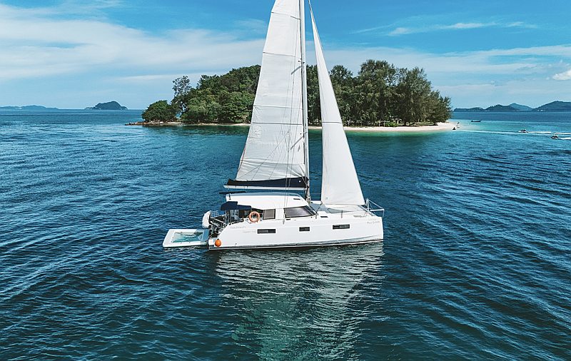 Nautitech 40 ft sailing catamaran with wide decks for family charters in Thailand