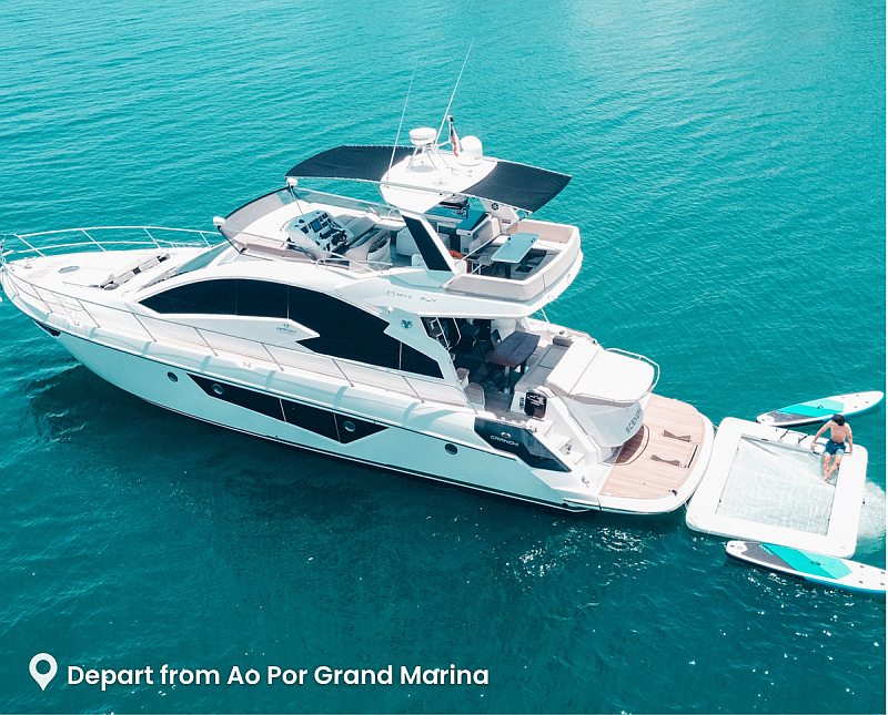 Cranchi 58 Flybridge Scenery luxury motor yacht with water slide in Phuket
